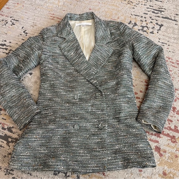 Lovers + Friends Tweed Relaxed Long Button Blazer Preppy Gray - Picture 5 of 14